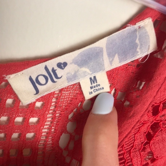 Jolt Burnt Orange Dress Cut Out Sleeves Crochet - Picture 3 of 8